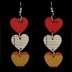 NEW Wood Teacher Heart Earrings